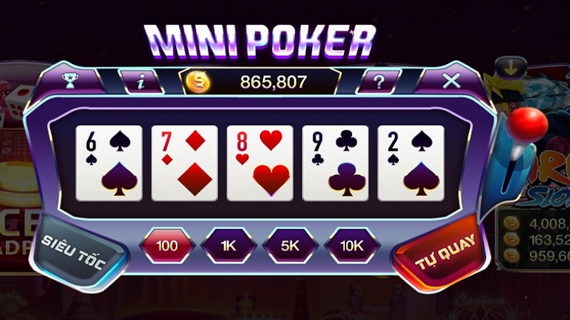 Các chức năng công cụ trong mini poker