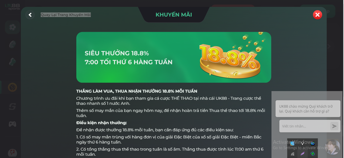 Tìm hiểu sự kiện hoàn trả lên đến 18.8% tại nhà cái