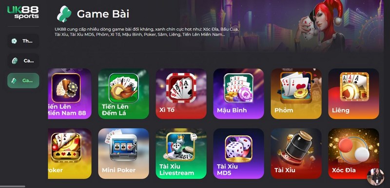 game bài mậu binh tại uk88