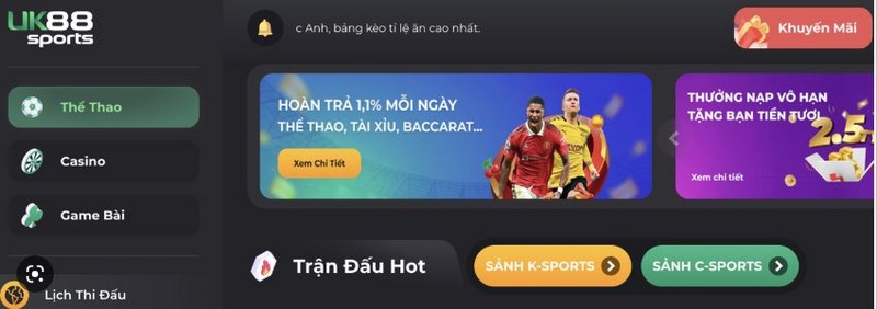 đa dạng kèo cược k-sports tại uk88