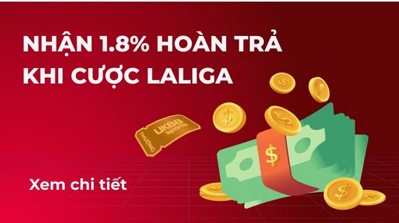 hoàn trả 1.8% khi cược La Liga UK88